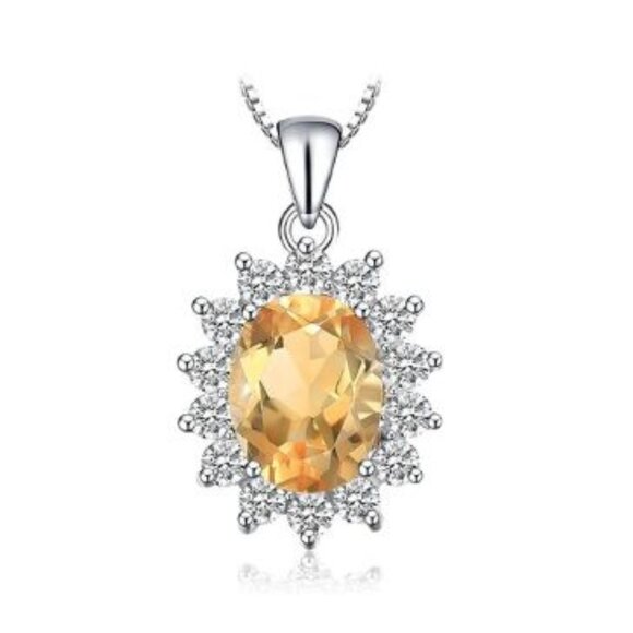 💛 1.7ct Citrine Necklace - 925 Sterling Silver - Picture 4 of 6